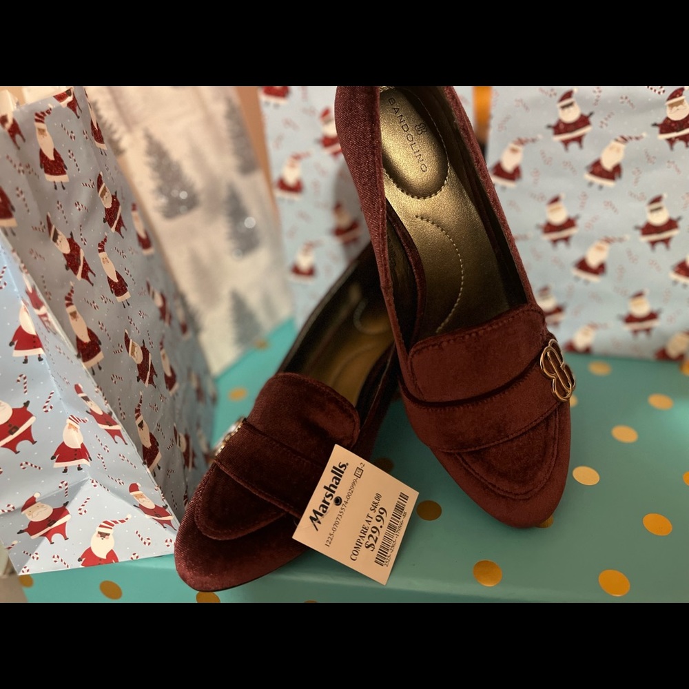 Maroon velvet heels